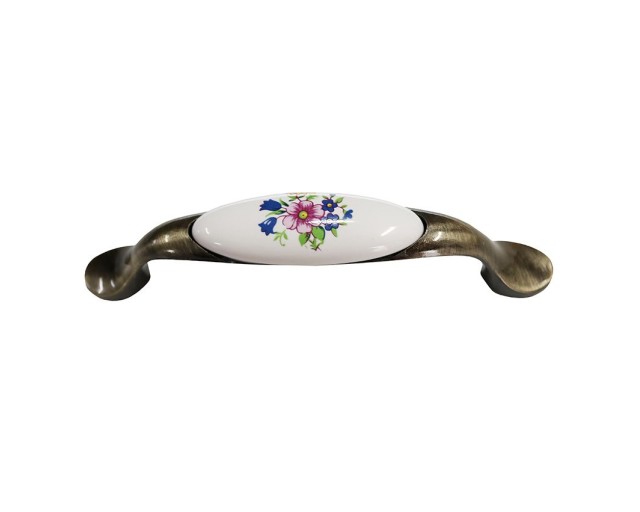 Maner cu ornament ceramic floare roz